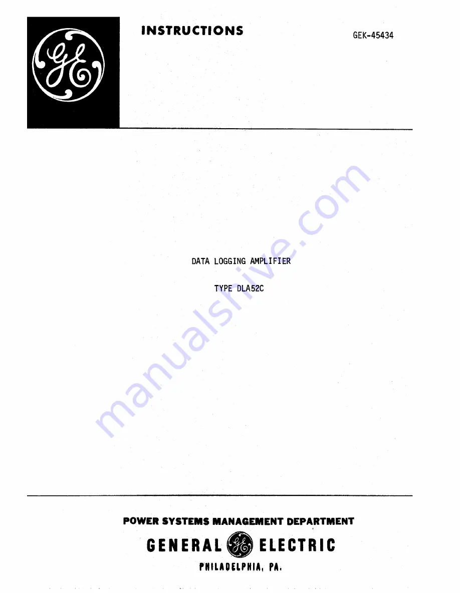 GE DLA52C Instructions Manual Download Page 1