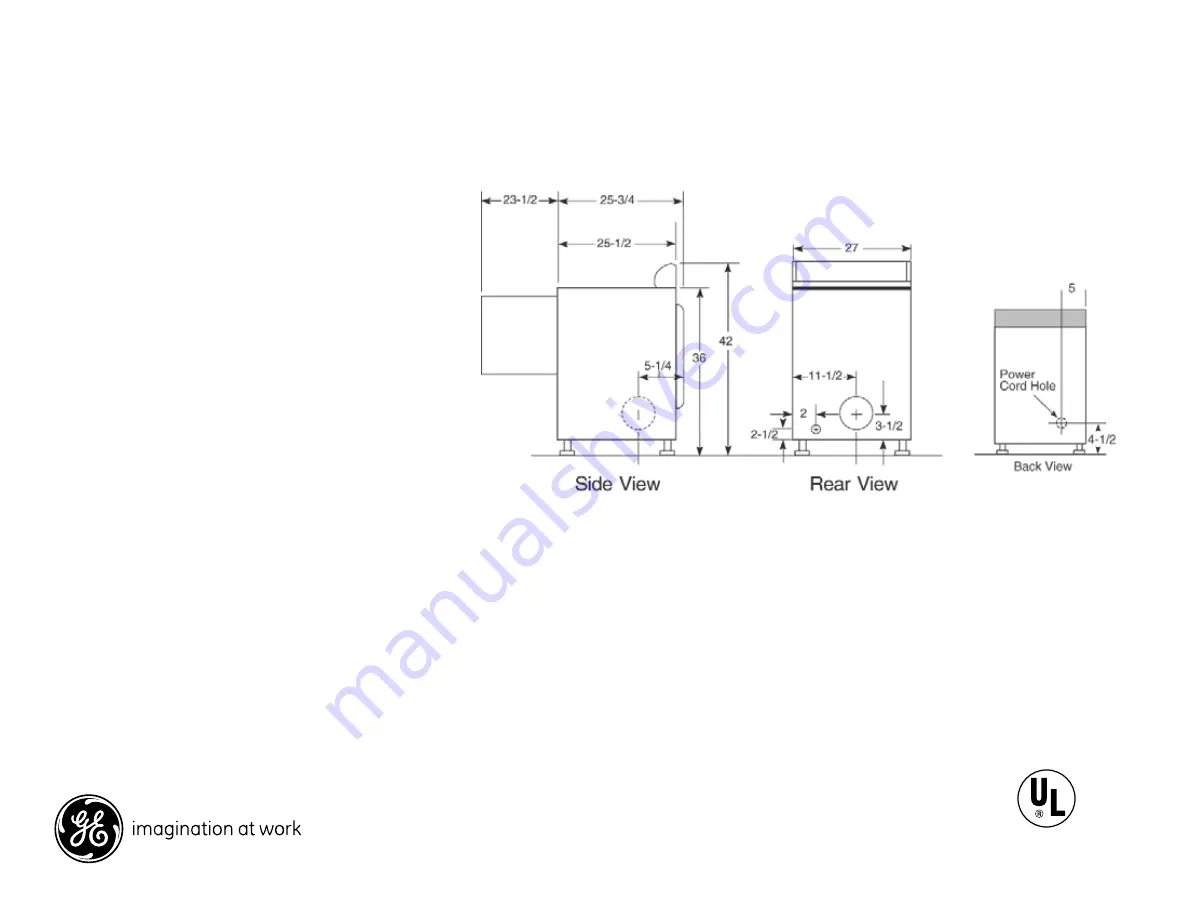 GE DLLLR33GJ Dimensions And Installation Information Download Page 1