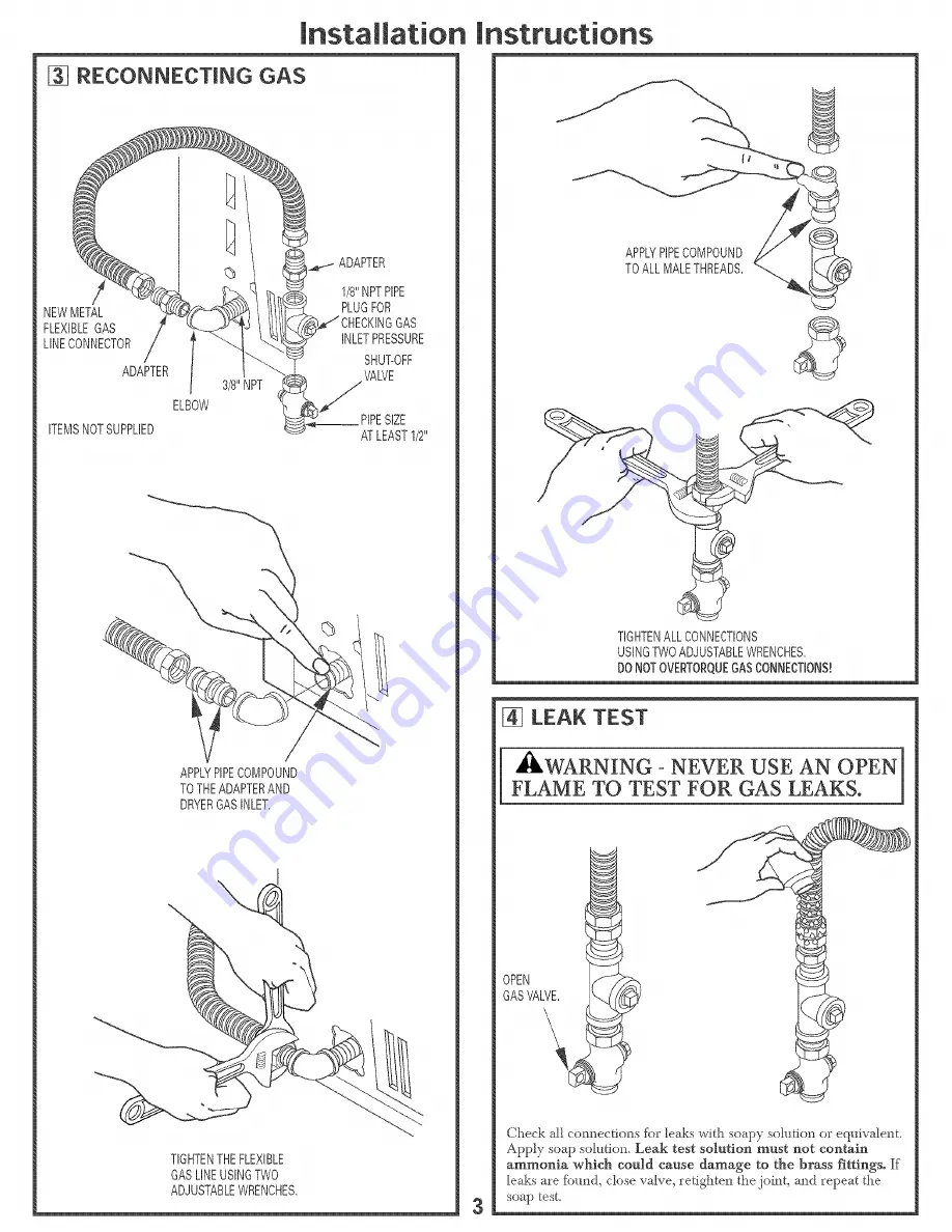 GE DPSE592GA1AA Installation Instructions Manual Download Page 3