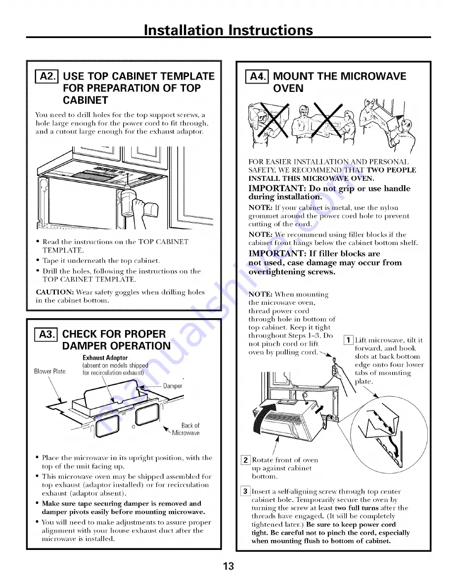 GE DVM1850DM Installation Instructions Manual Download Page 13