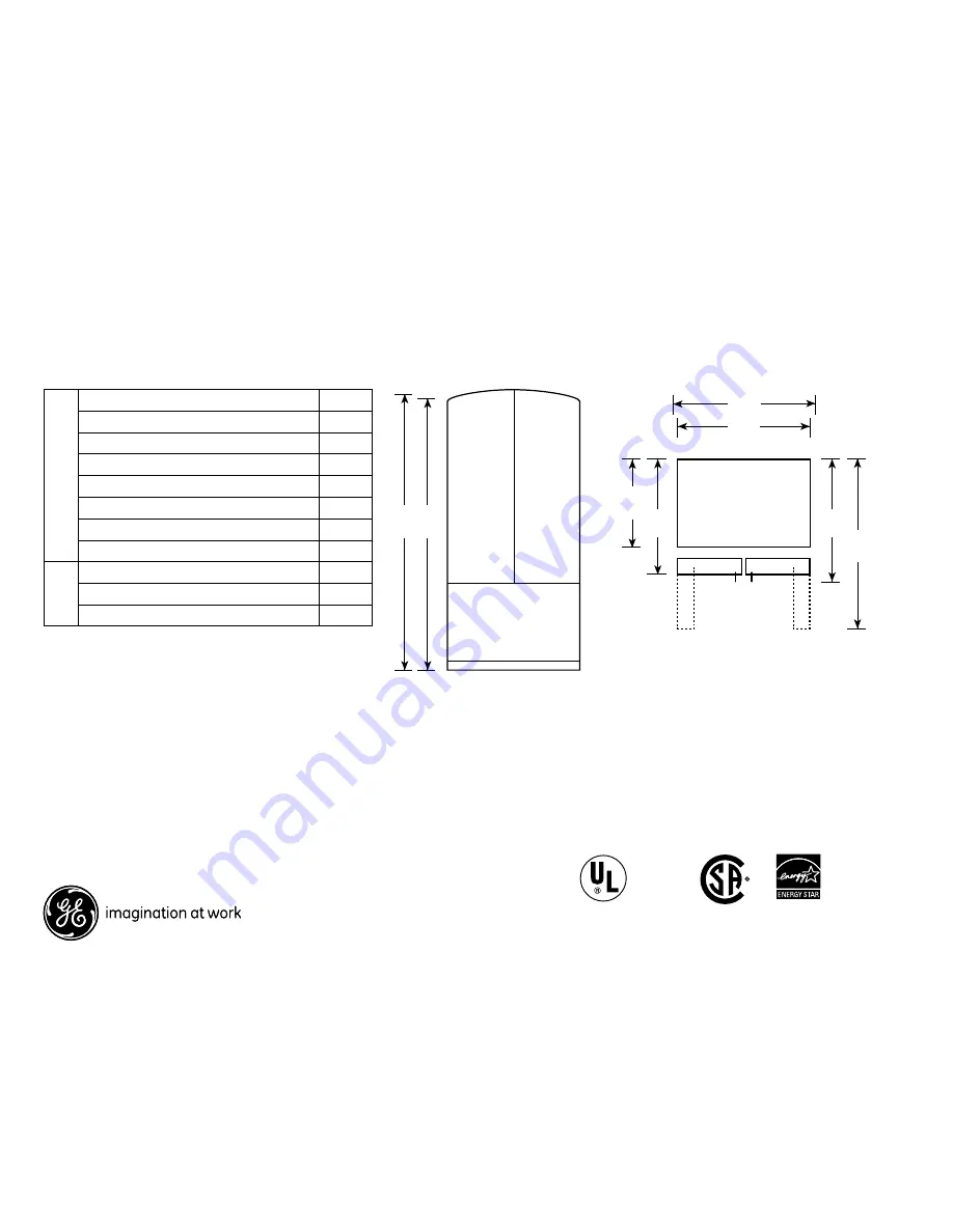 GE Energy Star GFSF2KEY Dimensions And Installation Information Download Page 1