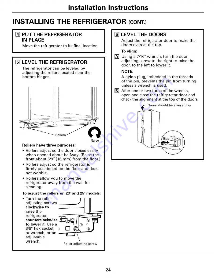 GE ESL25XGSBBS and Owner'S Manual And Installation Download Page 24