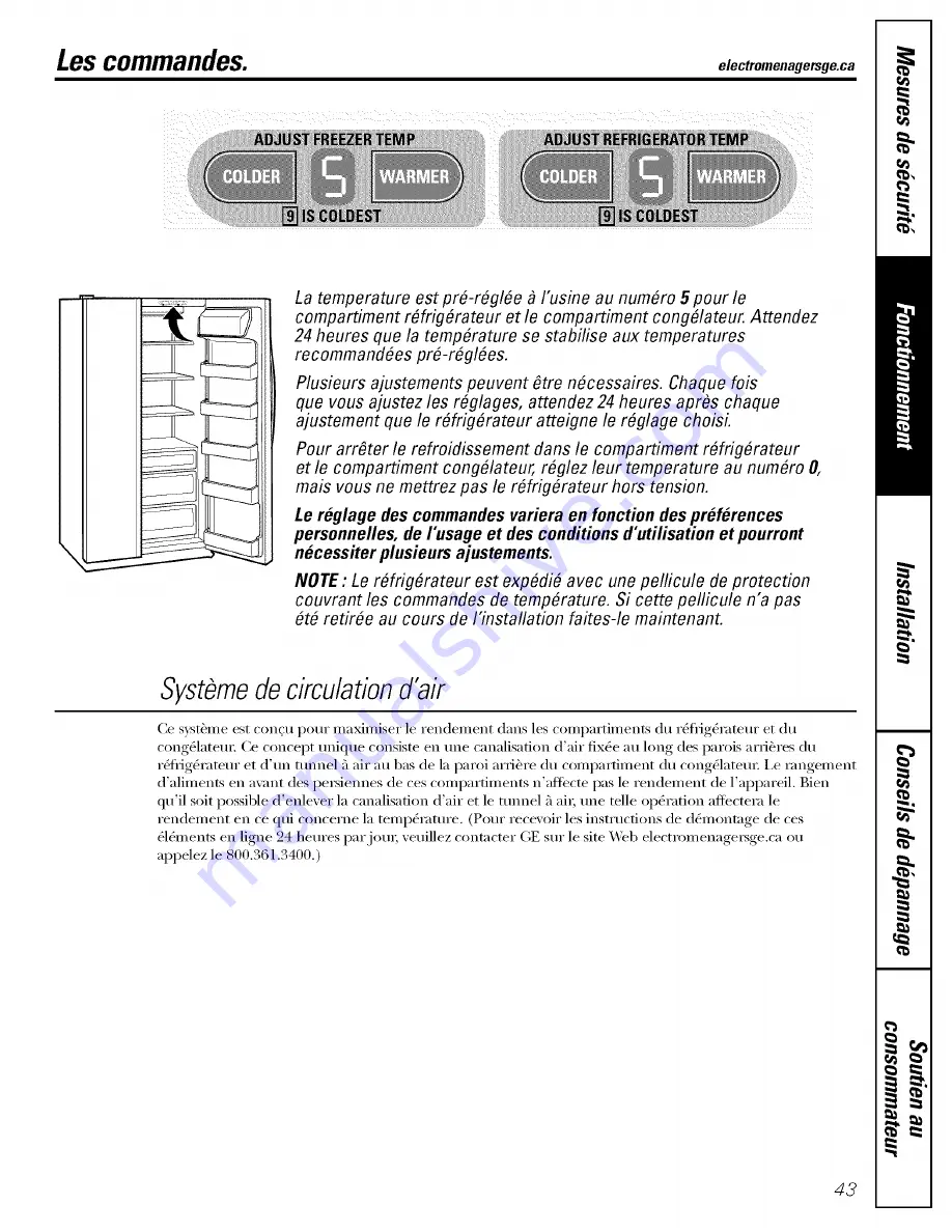 GE ESL25XGSBBS and Owner'S Manual And Installation Download Page 43