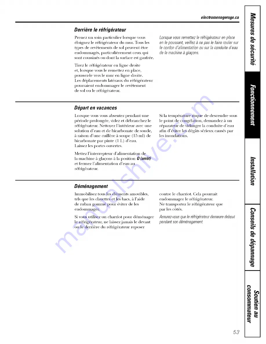 GE ESL25XGSBBS and Owner'S Manual And Installation Download Page 53