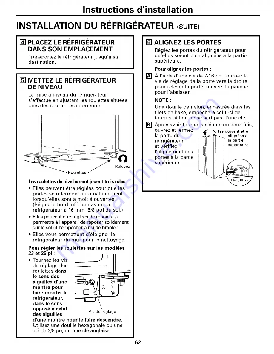 GE ESL25XGSBBS and Owner'S Manual And Installation Download Page 62