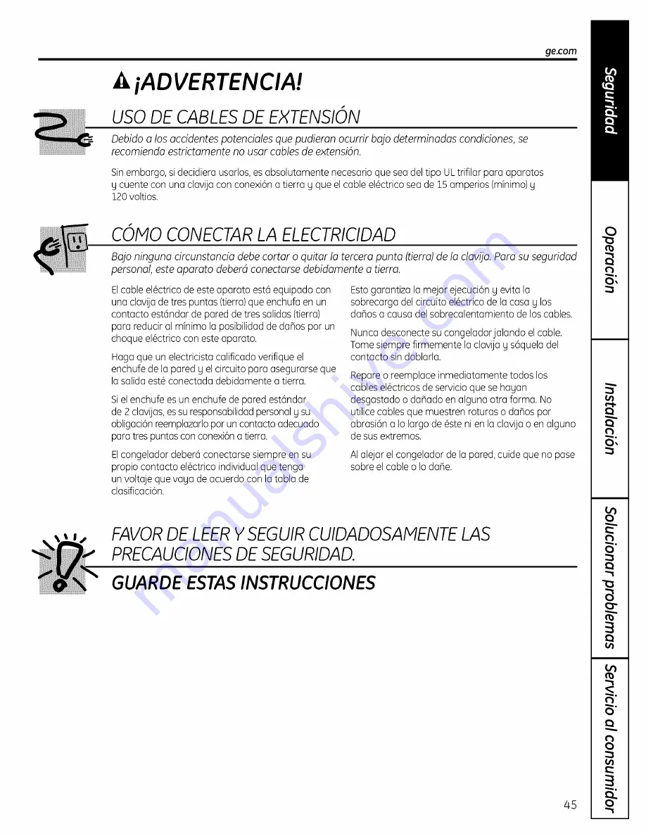 GE FCM15 Owner'S Manual & Installation Instructions Download Page 45