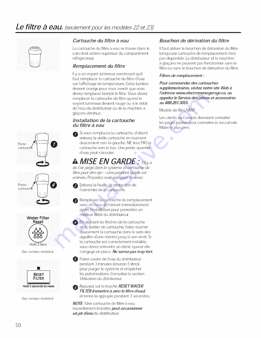 GE GBS20EGHBRBB Owner'S Manual And Installation Instructions Download Page 50