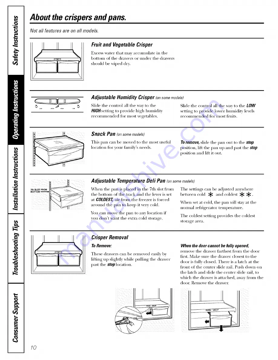 GE GBS20KBPAWW and Owner'S Manual And Installation Instructions Download Page 10