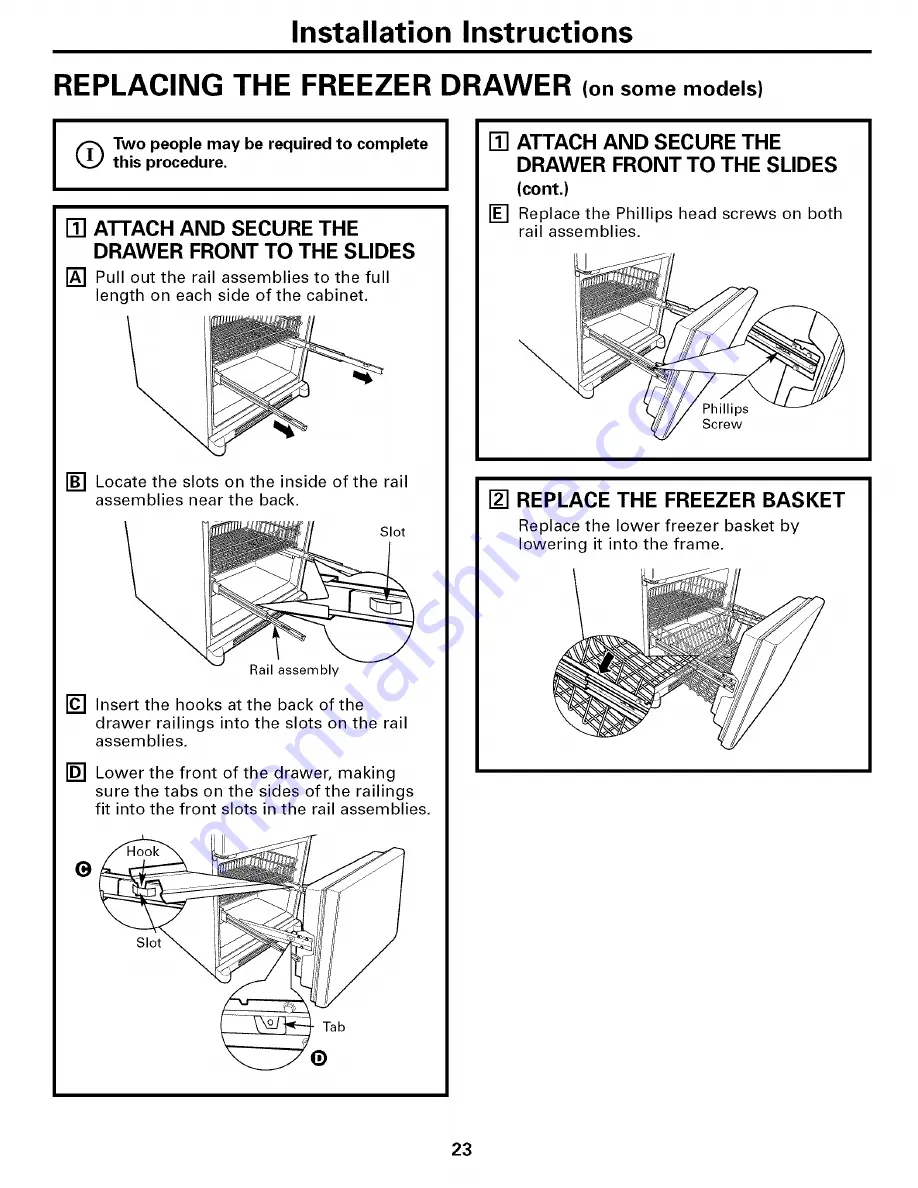 GE GBS20KBPAWW and Owner'S Manual And Installation Instructions Download Page 23