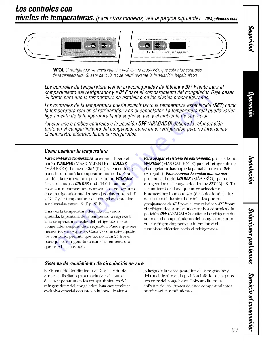 GE GBS20KBPAWW and Owner'S Manual And Installation Instructions Download Page 83