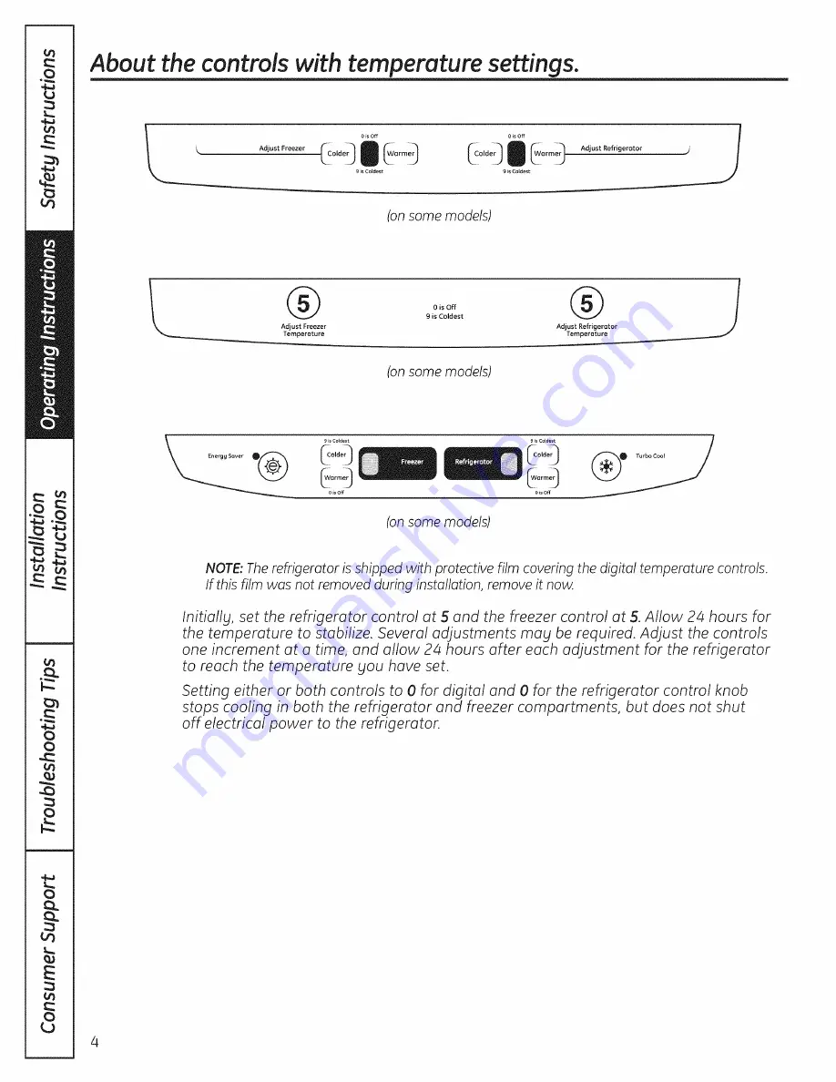 GE GBSC3HBXCRBB and Owner'S Manual And Installation Instructions Download Page 4