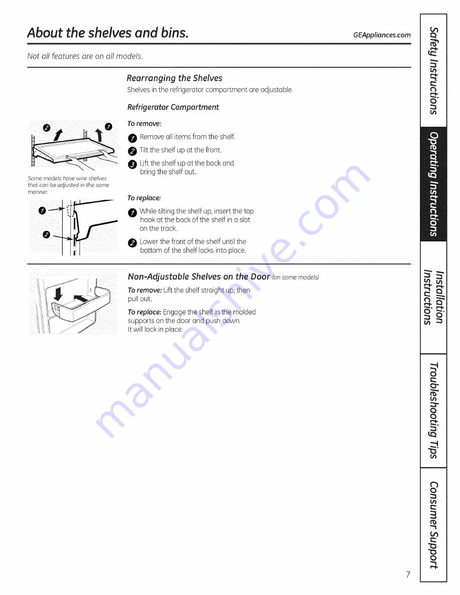 GE GBSC3HBXCRBB and Owner'S Manual And Installation Instructions Download Page 7