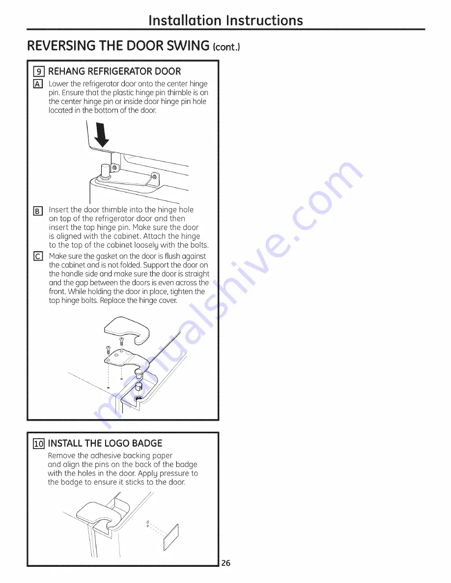 GE GBSC3HBXCRBB and Owner'S Manual And Installation Instructions Download Page 26