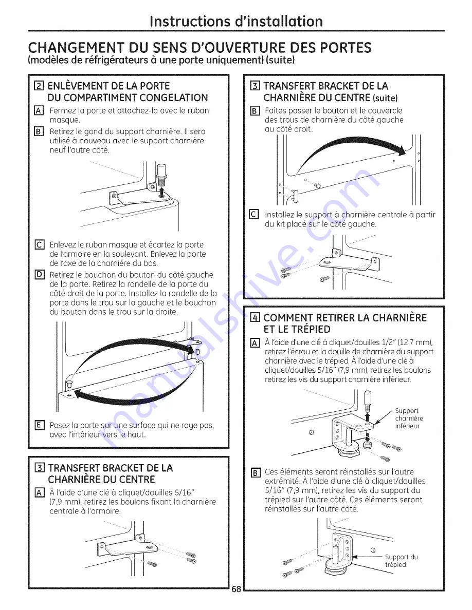 GE GBSC3HBXCRBB and Owner'S Manual And Installation Instructions Download Page 68