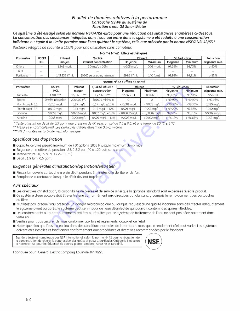 GE GBSC3HBXCRBB and Owner'S Manual And Installation Instructions Download Page 82