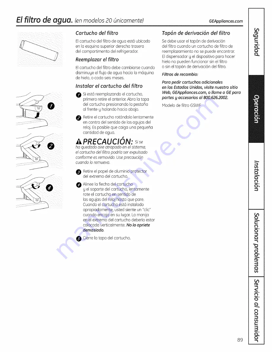 GE GBSC3HBXCRBB and Owner'S Manual And Installation Instructions Download Page 89