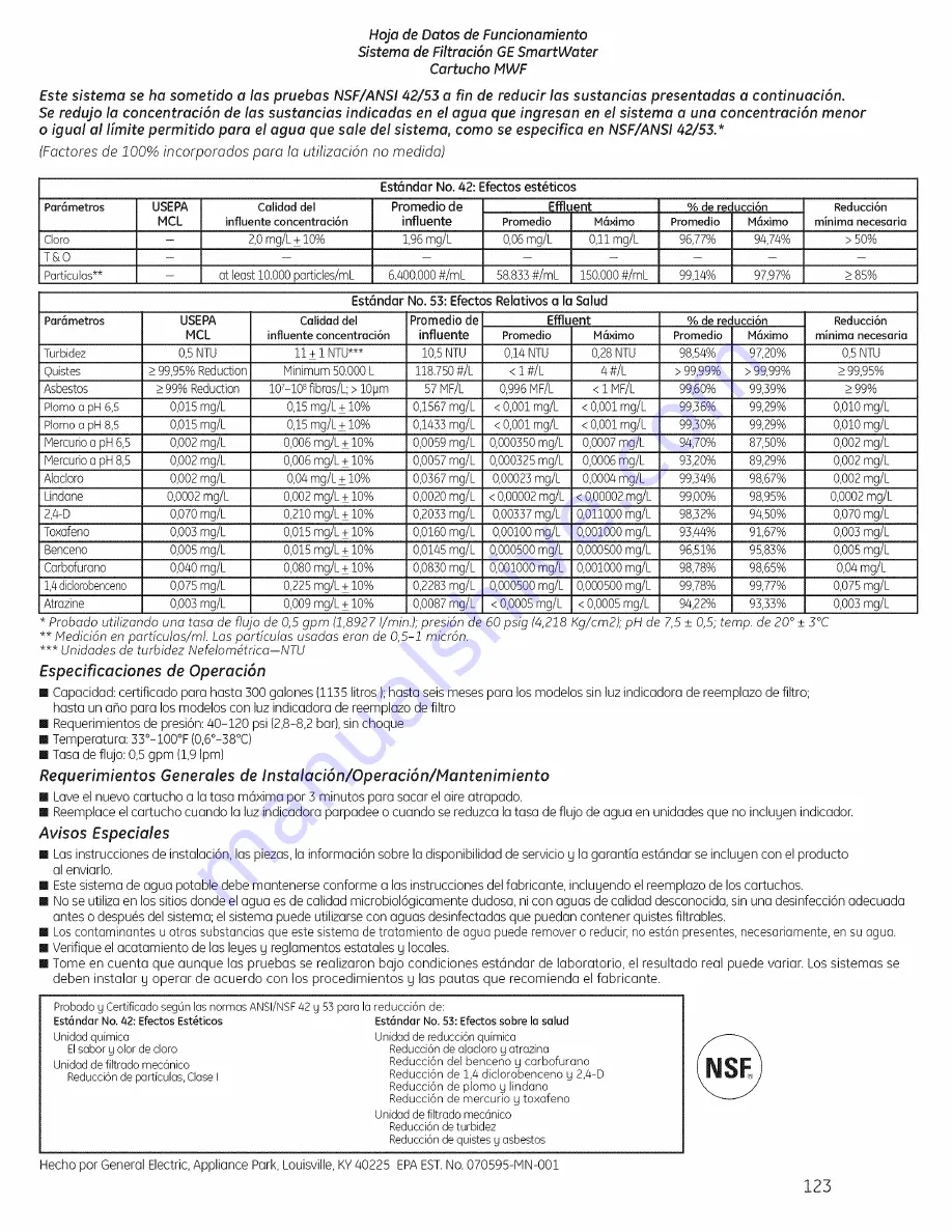 GE GBSC3HBXCRBB and Owner'S Manual And Installation Instructions Download Page 123