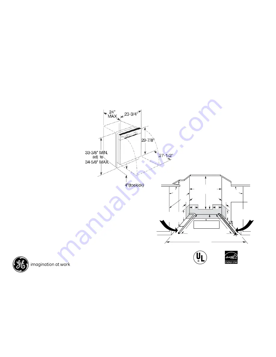 GE GDF510PGD Dimensions And Installation Information Download Page 1