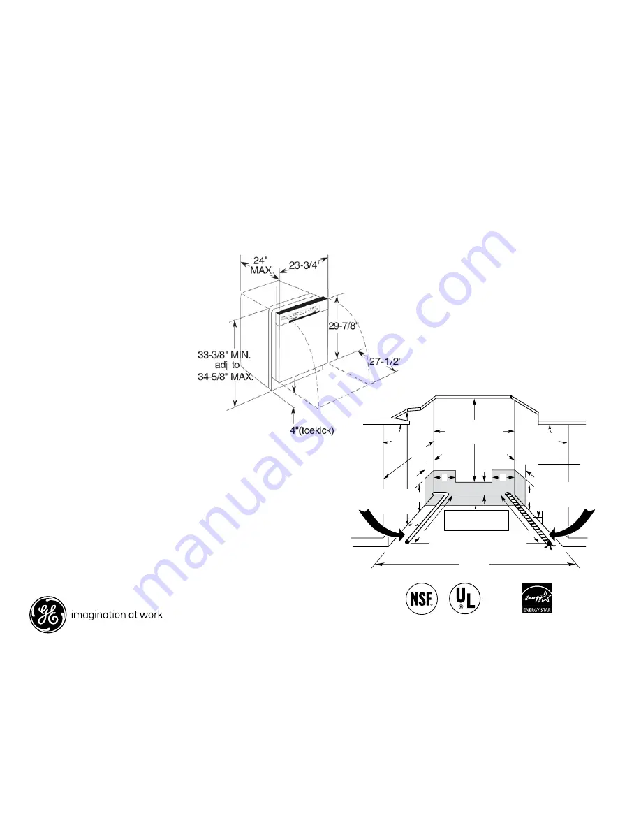 GE GDF520PGD Dimensions And Installation Information Download Page 1