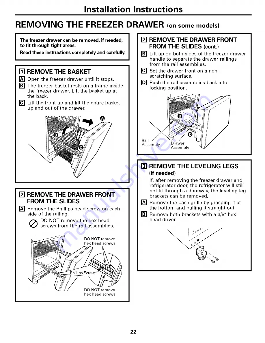 GE GDS20KBSABB and Owner'S Manual And Installation Instructions Download Page 22