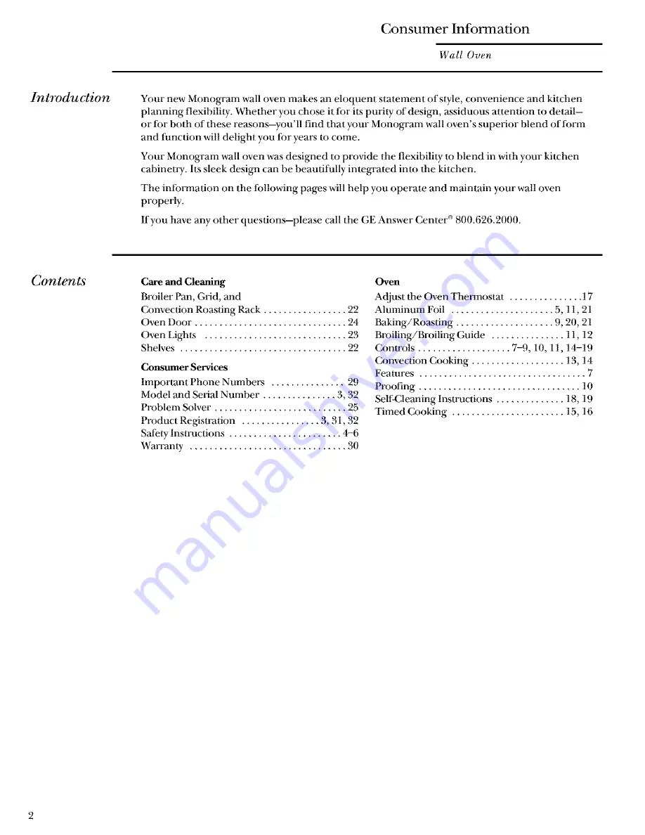 GE GE Monogram ZET837BBBB Use And Care Manual Download Page 2