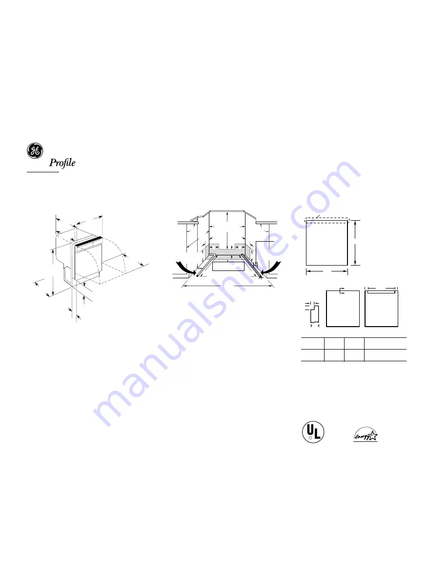 GE GE Profile PDW7800G Dimension Manual Download Page 1