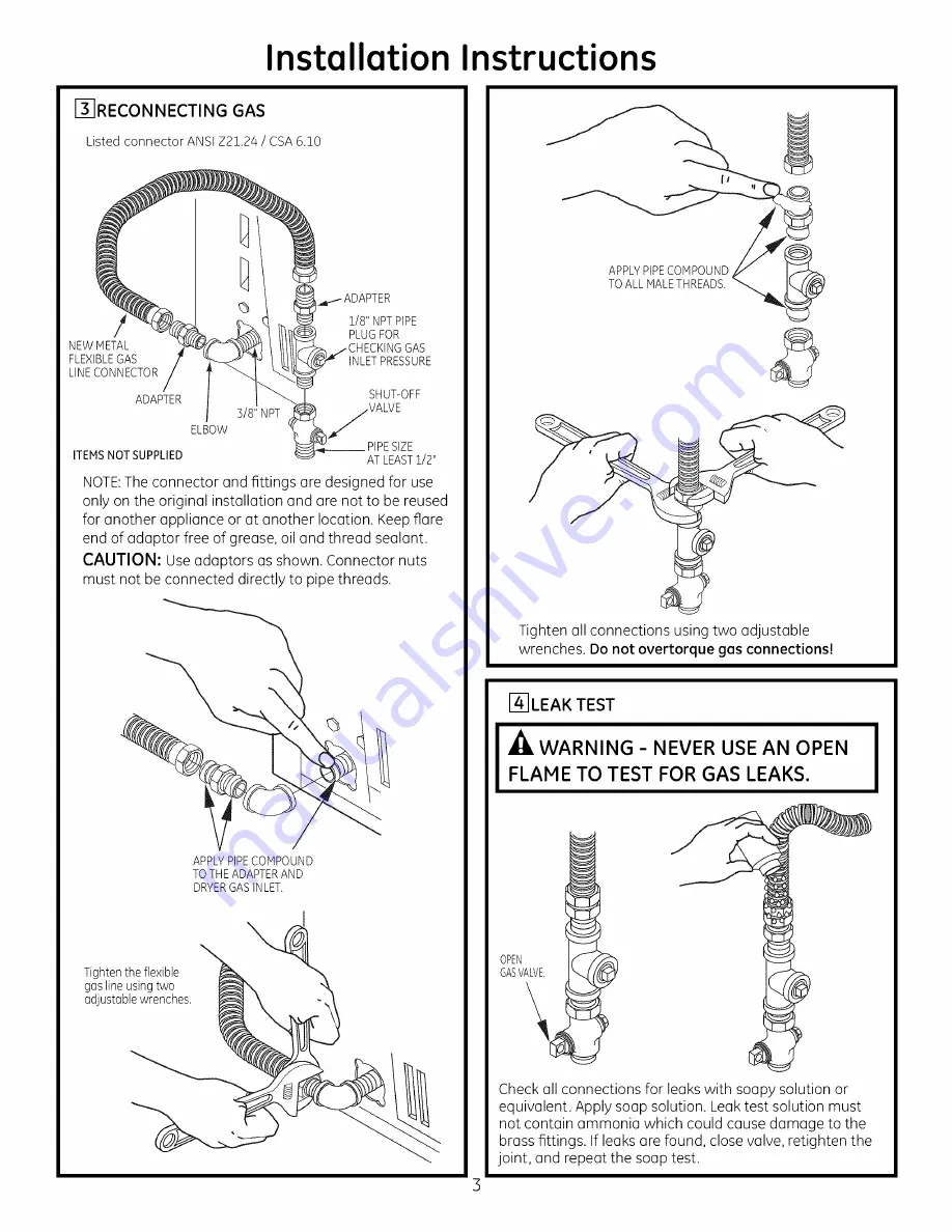 GE GFDN240GL0WW Installation Instructions Manual Download Page 3