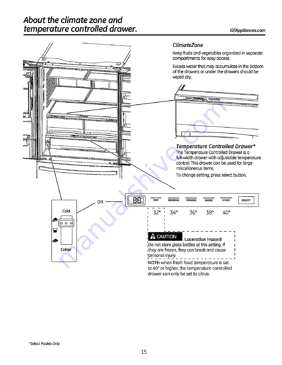 GE GFE27GSDSS Owner'S Manual And Installation Instructions Download Page 15