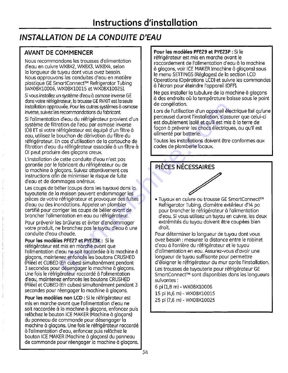 GE GFE27GSDSS Owner'S Manual And Installation Instructions Download Page 80