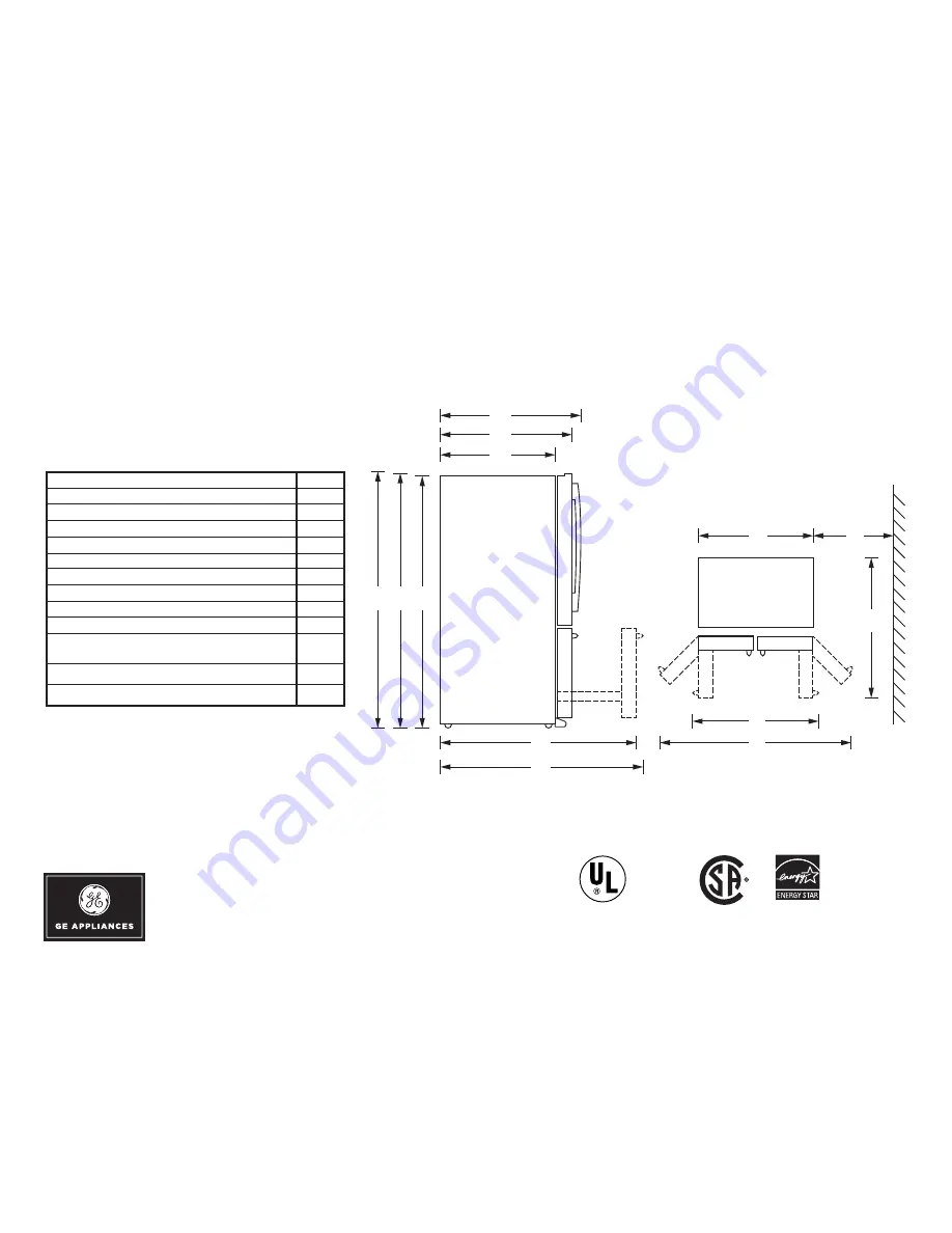 GE GFE28GBL Dimensions And Installation Information Download Page 1