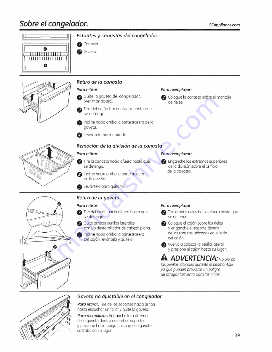 GE GFSF6PKBABB Owner'S Manual And Installation Instructions Download Page 89