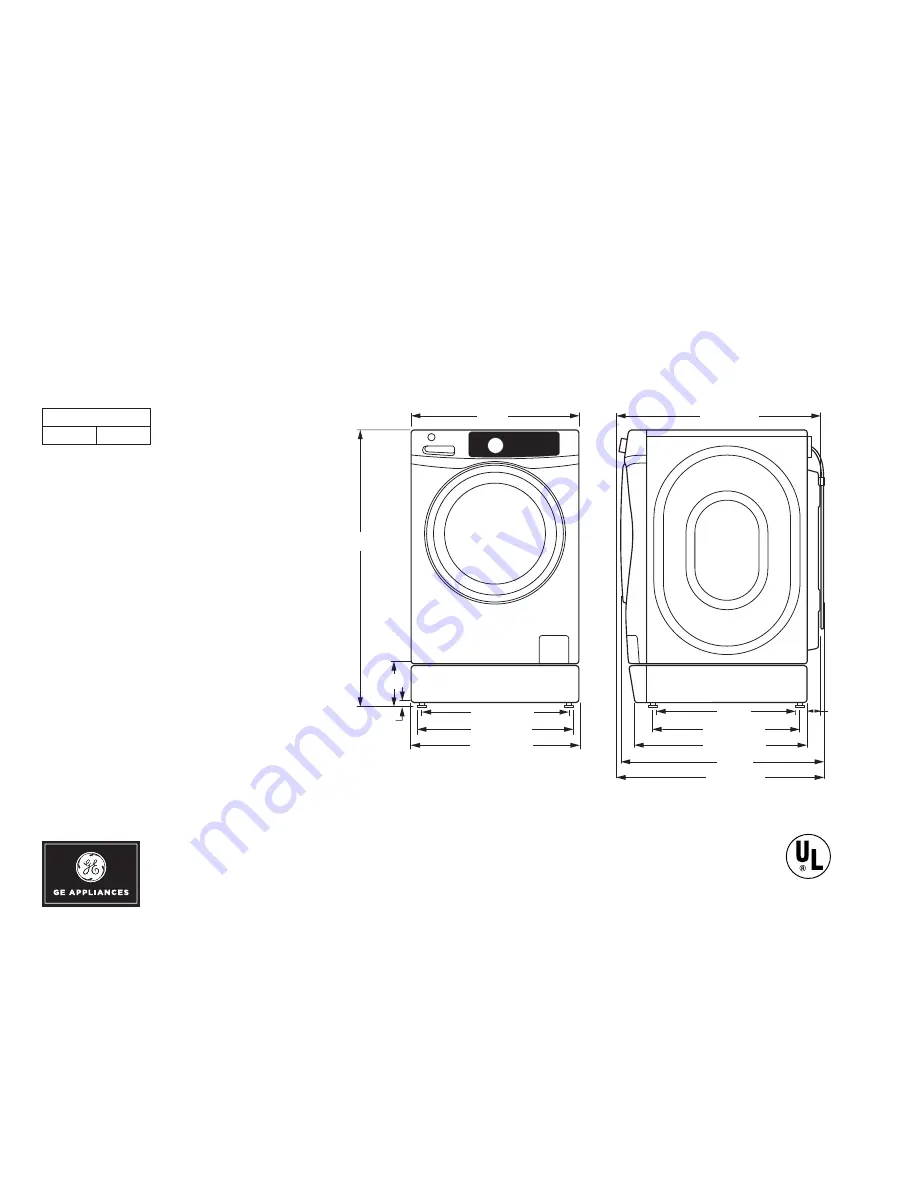 GE GFW490RPK Dimensions And Installation Information Download Page 1