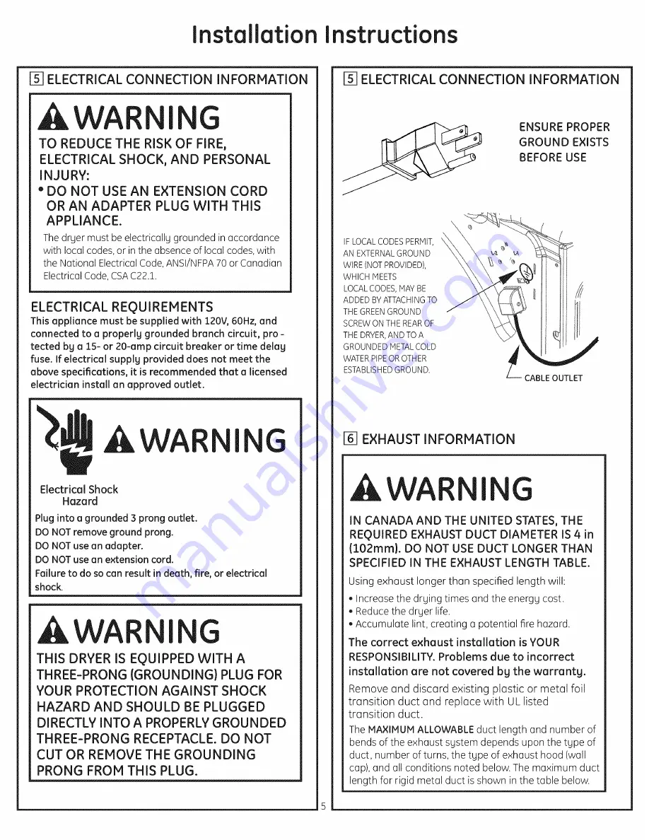 GE GHDS830GD0WS Installation Instructions Manual Download Page 5