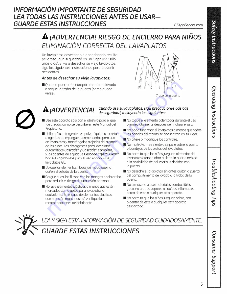 GE GLD2800T10BB Owner'S Manual Download Page 5