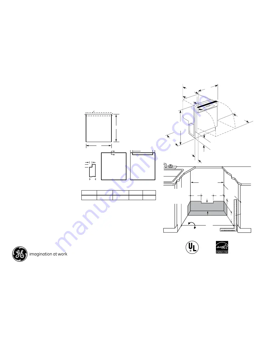 GE GLD4404 Dimensions And Installation Information Download Page 1