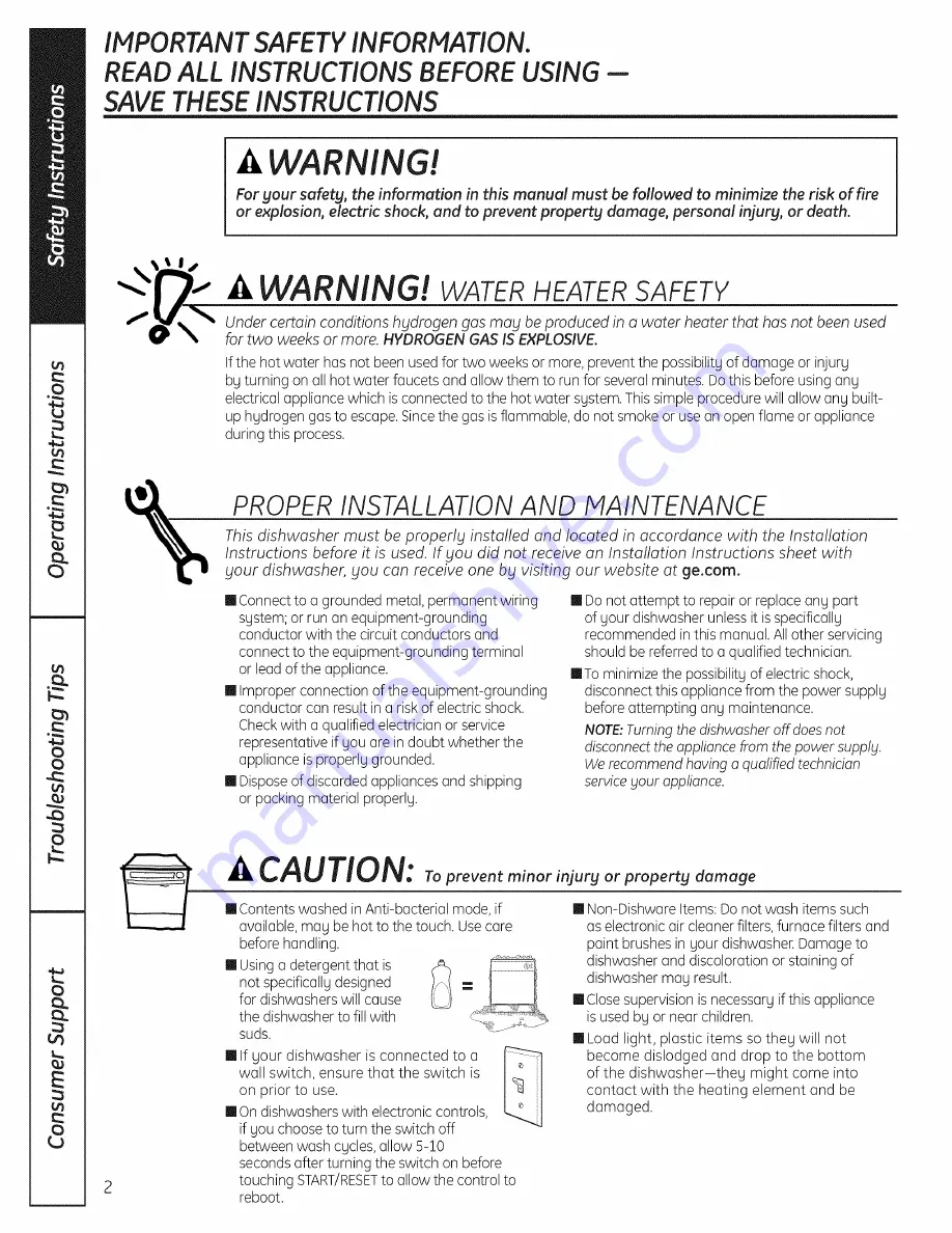 GE GLD5800P10BB Owner'S Manual Download Page 2