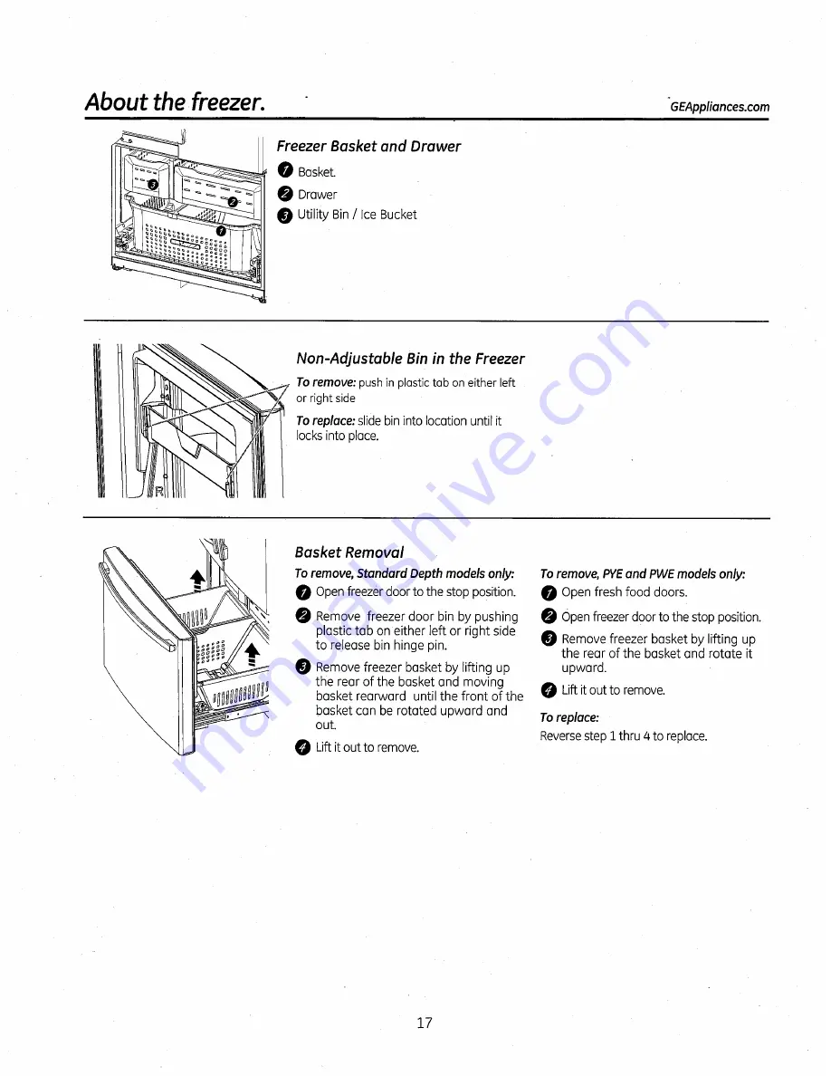 GE GNE26GGDABB Owner'S Manual Download Page 17