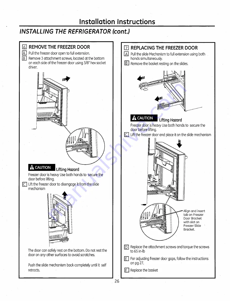 GE GNE26GGDABB Owner'S Manual Download Page 26