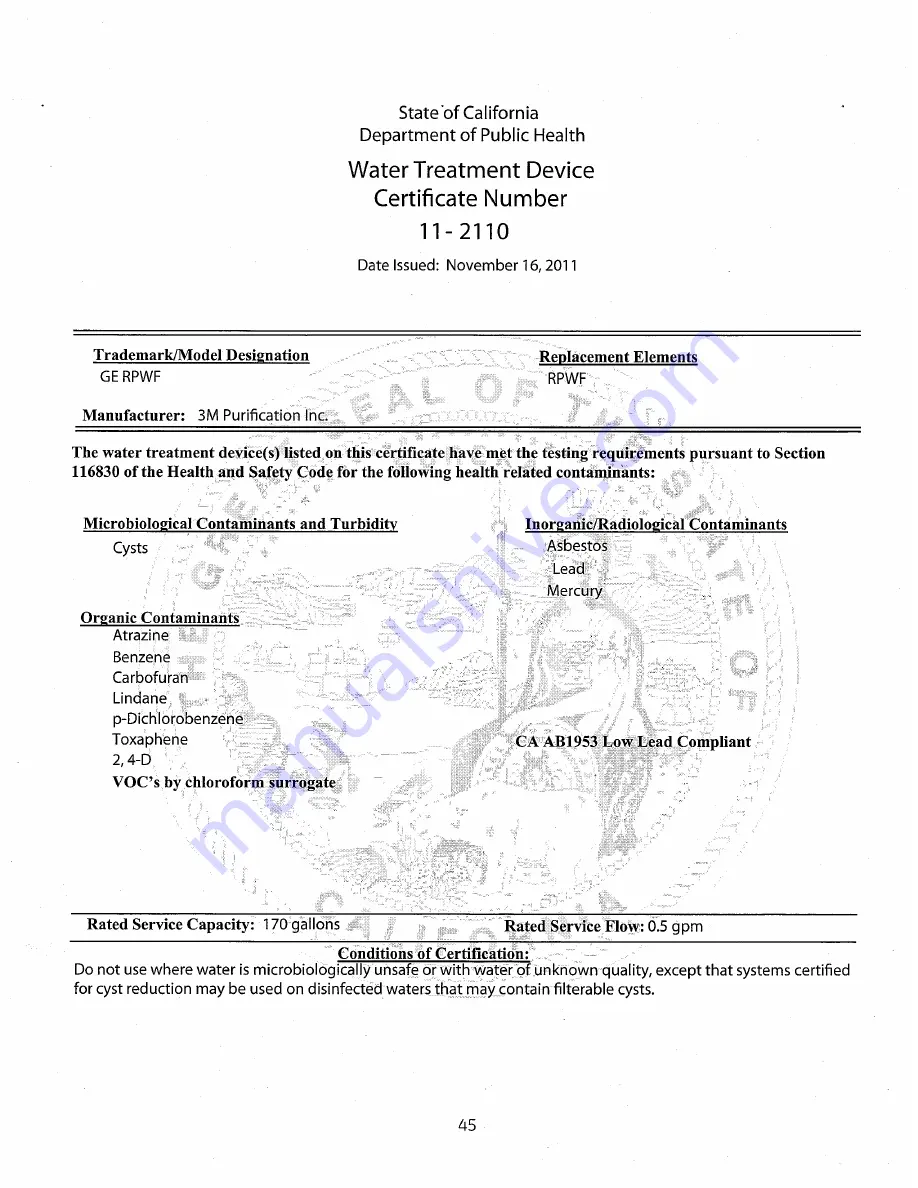 GE GNE26GGDABB Owner'S Manual Download Page 45