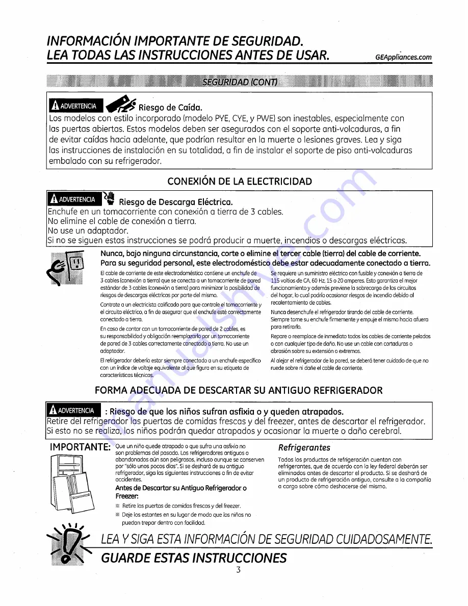 GE GNE26GGDABB Owner'S Manual Download Page 95