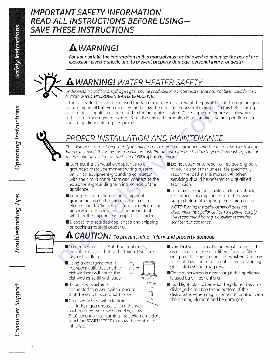 GE GSC3500D00BB Owner'S Manual Download Page 2