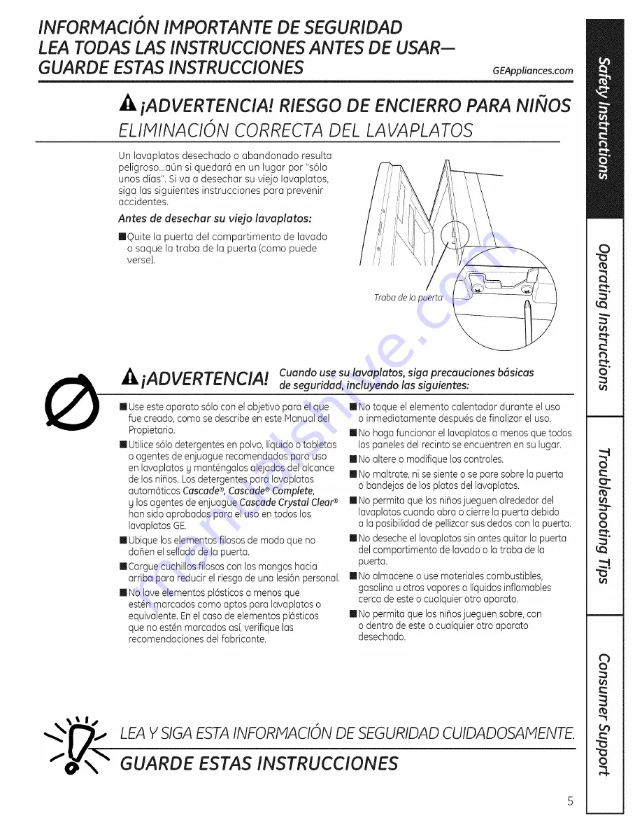 GE GSC3500D00BB Owner'S Manual Download Page 5