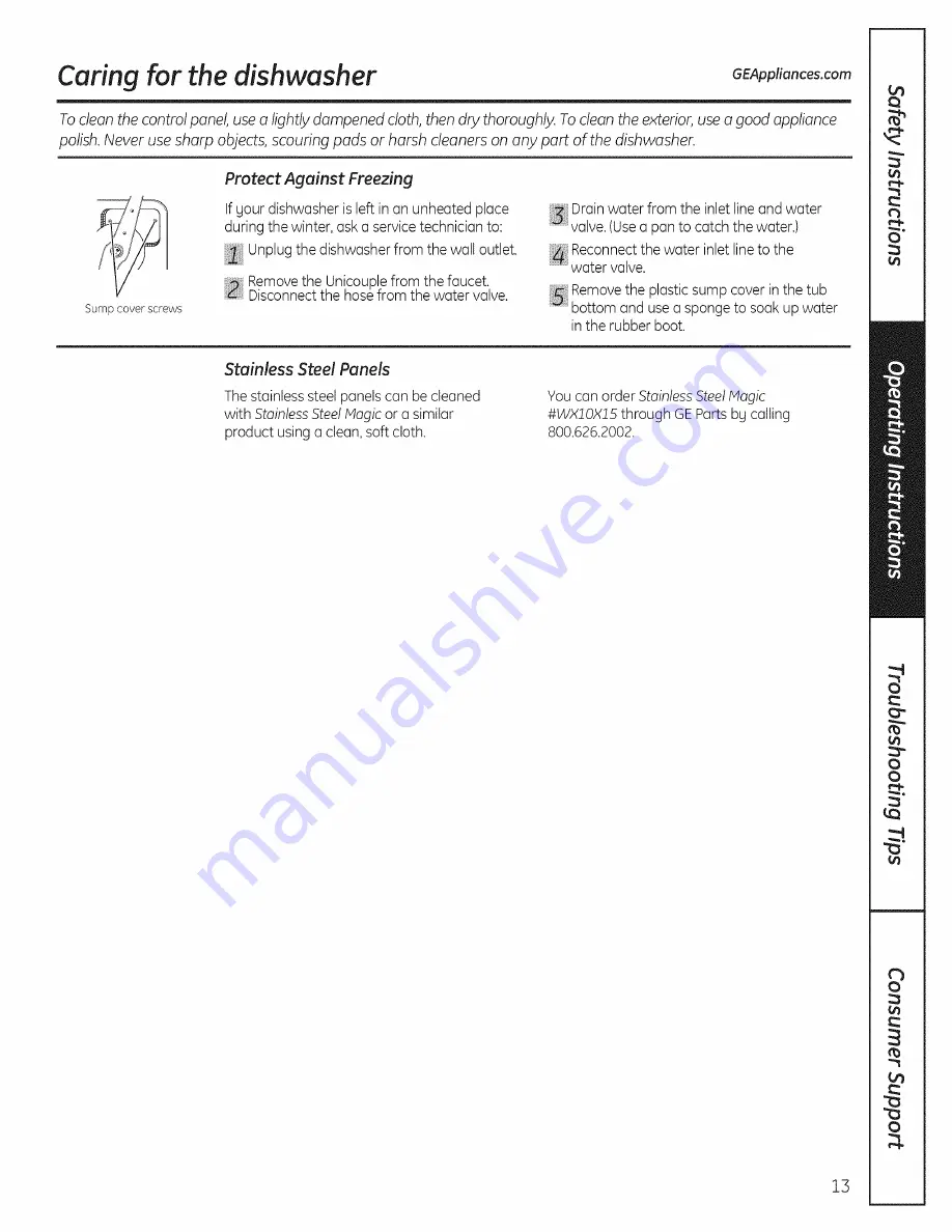 GE GSC3500D00BB Owner'S Manual Download Page 13