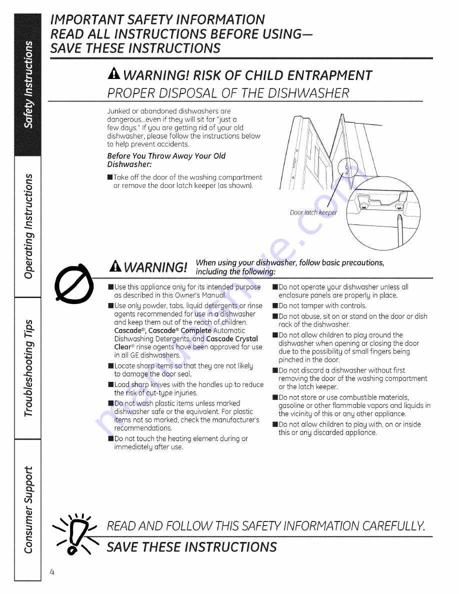 GE GSC3500D00BB Owner'S Manual Download Page 52