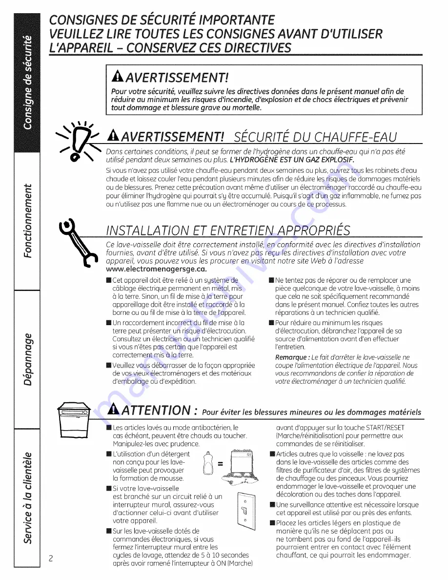 GE GSC3500D00BB Owner'S Manual Download Page 74