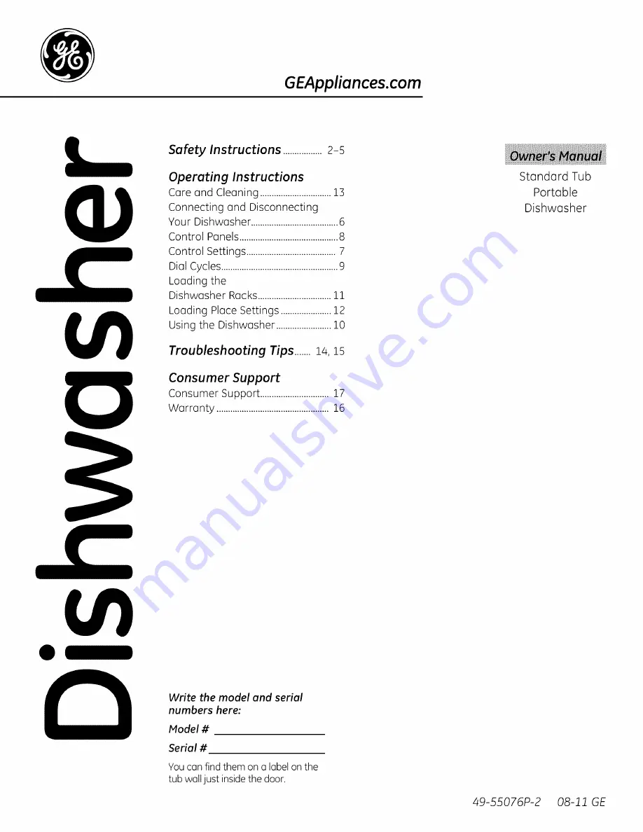 GE GSC3500D35BB Owner'S Manual Download Page 1