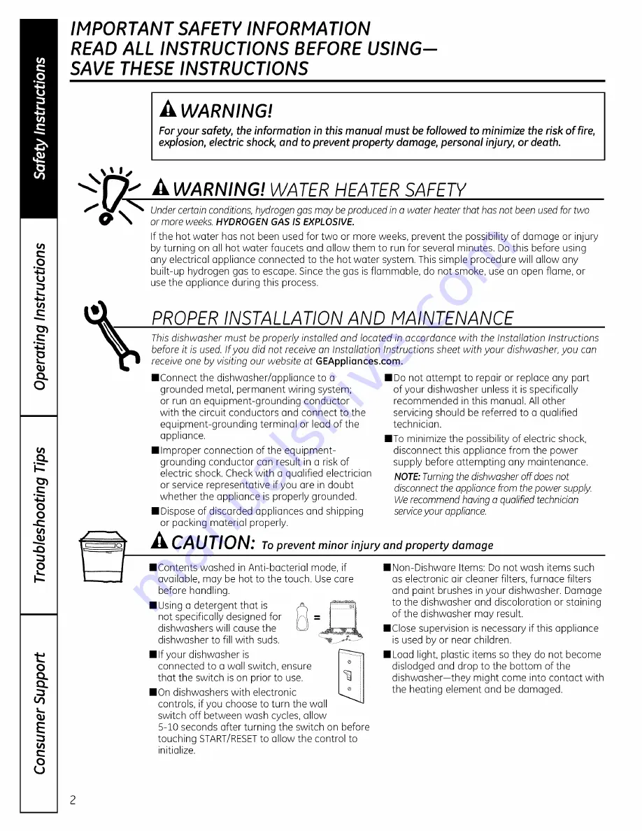 GE GSC3500D35BB Owner'S Manual Download Page 2