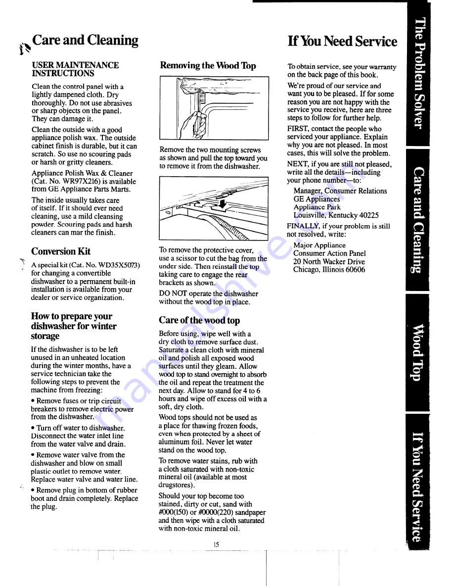 GE GSC452 Use And Care Manual Download Page 15