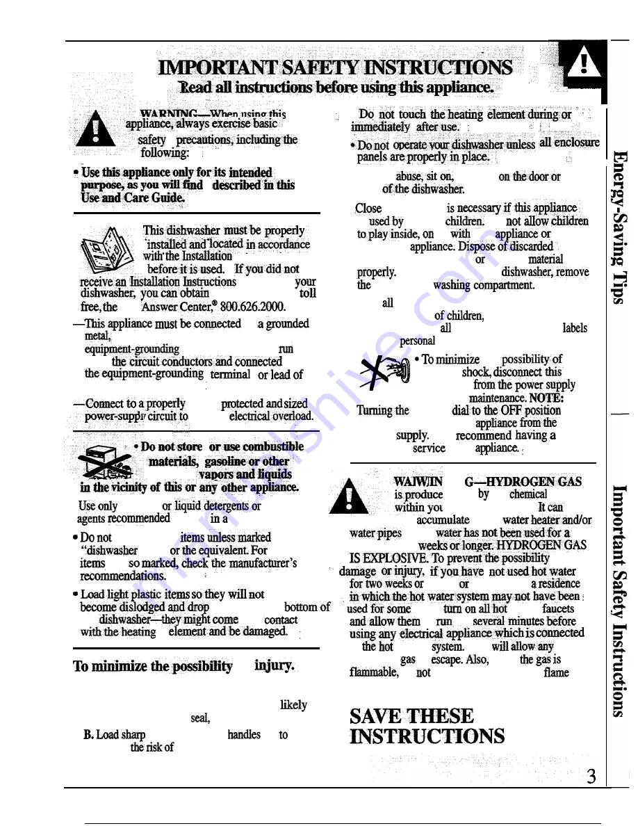 GE GSC700 Use And Care Manual Download Page 3