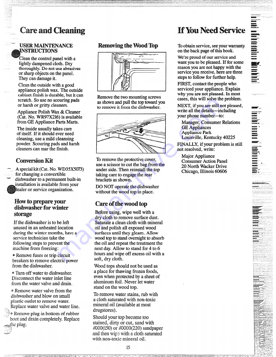 GE GSCM02 Use And Care Manual Download Page 15